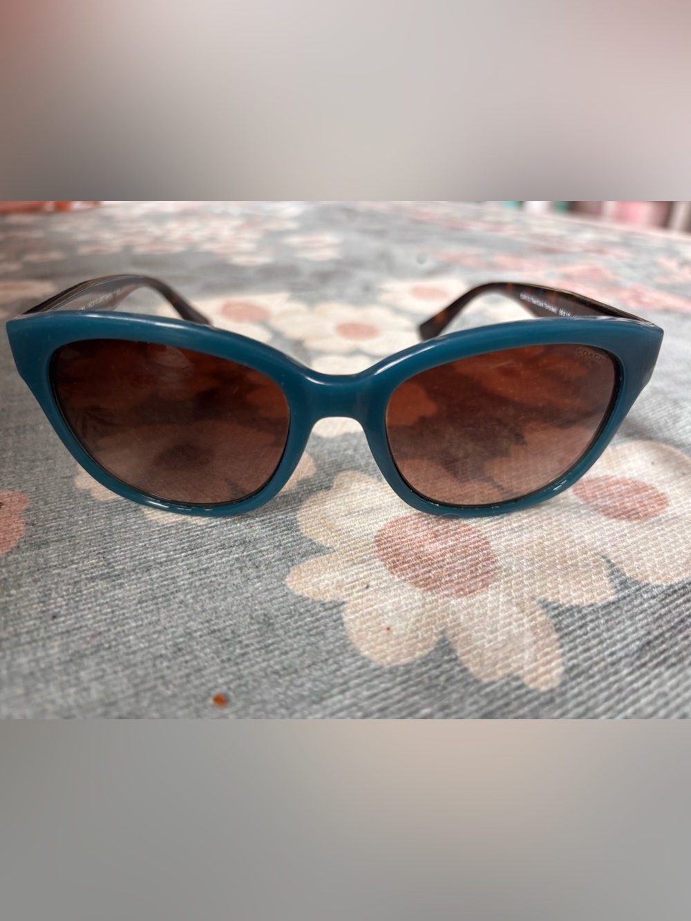 Women’s Teal Cat-Eye Sunglasses with Brown Lenses
